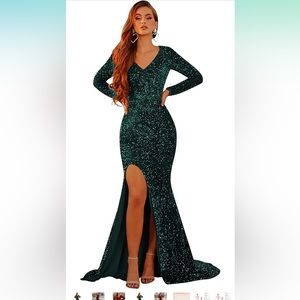 Long Sleeve Mermaid Sequin Formal Dress
